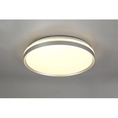 Rye Ceiling 48cm, 1 x 36W LED 3 Step Dimmable, 3000K, 1575lm, IP44, Silver White Acrylic, 3yrs Warranty