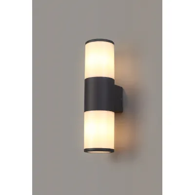 Ruislip Wall Lamp 2 x E27, IP54, Anthracite Opal, 2yrs Warranty