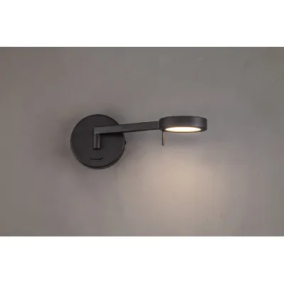 Harrow Switched Adjustable Wall Lamp Reader, 1 x 8W LED, 3000K, Sand Black, 3yrs Warranty