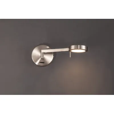 Harrow Switched Adjustable Wall Lamp Reader, 1 x 8W LED, 3000K, Satin Nickel, 3yrs Warranty