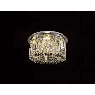 Boreham 45cm Round Flush Chandelier, 5 Light E14, Polished Chrome Crystal