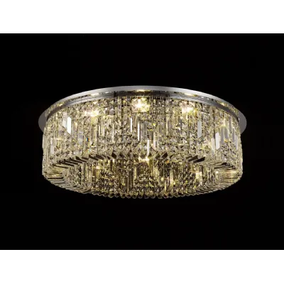 Chrome Crystal 85cm Round 12 Light E14 Flush Chandelier