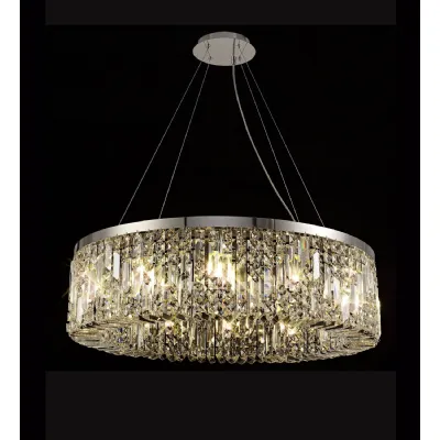 Boreham 80cm Round Pendant Chandelier, 12 Light E14, Polished Chrome Crystal Item Weight: 16.8kg