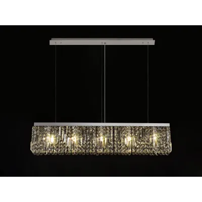 Boreham 102x9cm Linear Pendant Chandelier, 5 Light E14, Polished Chrome Crystal