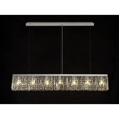 Boreham 138x9cm Linear Pendant Chandelier, 7 Light E14, Polished Chrome Crystal