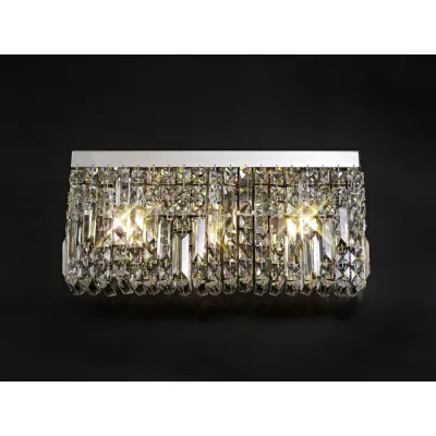 Boreham 50x24cm Rectangular Large Wall Lamp, 3 Light E14, Polished Chrome Crystal