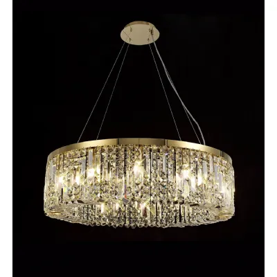 Boreham 80cm Round Pendant Chandelier, 12 Light E14, Gold Crystal Item Weight: 16.8kg