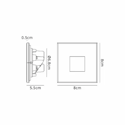 * Luton Recessed Square Glass Fronted Wall Lamp, 1 x 1.8W LED, 3000K, 70lm, IP65, Black, 3yrs Warranty