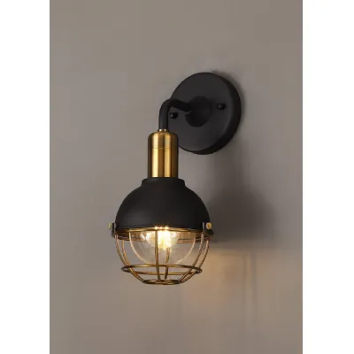 Stamford Wall Lamp, 1 Light E27, Sand Black Brushed Bronze
