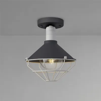 Tonbridge Semi Flush Ceiling, 1 Light E27, IP65, Anthracite Matt White, 2yrs Warranty