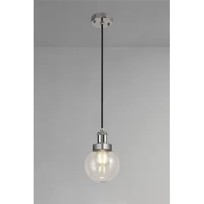 Worthing 15cm Pendant 1 Light E27 IP65 Exterior Titanium Silver Polished Chrome