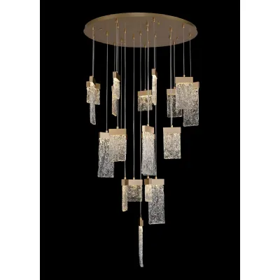 Enfield Pendant Round 5m, 21 x 4.5W LED, 3000K, 3360lm, Painted Brushed Gold, 3yrs Warranty Item Weight: 34.2kg