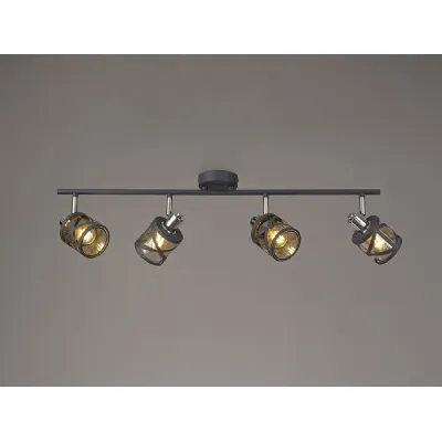 Matt Grey Chrome Cognac 4 Light E14 Linear Bar Spotlight