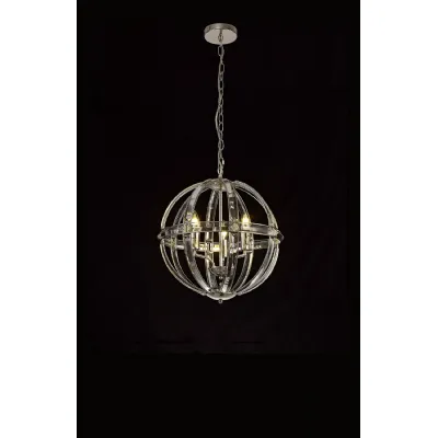 Woolwich Medium Round Pendant, 3 Light E27, Polished Nickel