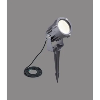 Emirates Spike Wall Light, 1 x 15W LED, 3000K, 1050lm, 30 Degree, IP65, Grey Black, c w 2m Cable, 3yrs Warranty