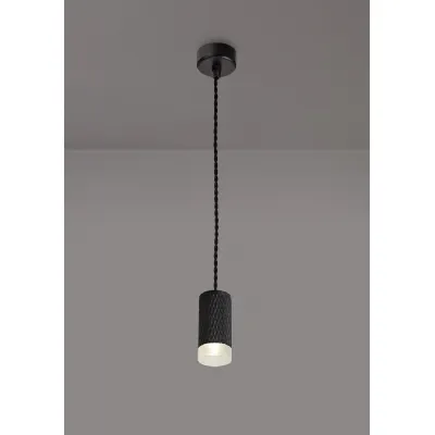Lenham 1 Light 11cm Pendant Light GU10, Sand Black Acrylic Ring