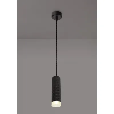 Lenham 1 Light 20cm Pendant Light GU10, Sand Black Acrylic Ring