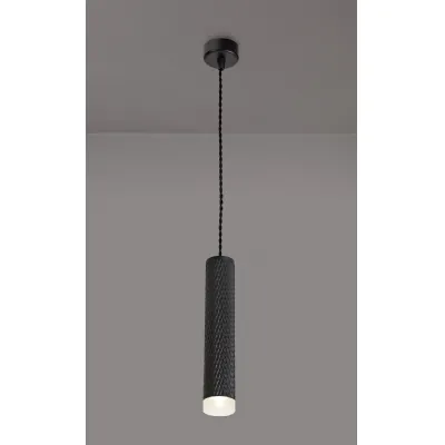 Lenham 1 Light 30cm Pendant Light GU10, Sand Black Acrylic Ring