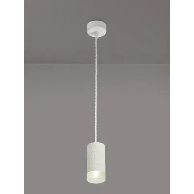 Lenham 1 Light 11cm Pendant Light GU10, Sand White Acrylic Ring