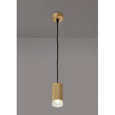 Lenham 1 Light 11cm Pendant Light GU10, Champagne Gold Acrylic Ring