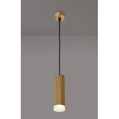 Lenham 1 Light 20cm Pendant Light GU10, Champagne Gold Acrylic Ring