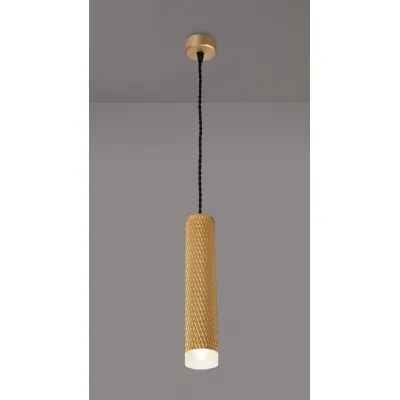 Lenham 1 Light 30cm Pendant Light GU10, Champagne Gold Acrylic Ring