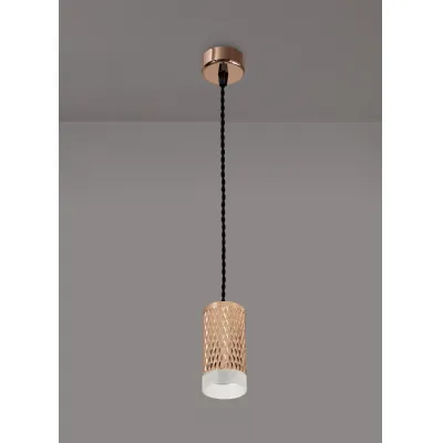 Lenham 1 Light 11cm Pendant Light GU10, Rose Gold Acrylic Ring