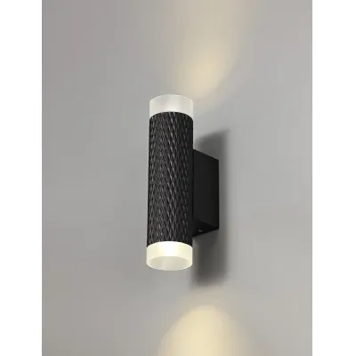 Lenham 2 Light Wall Lamp GU10, Sand Black Acrylic Rings