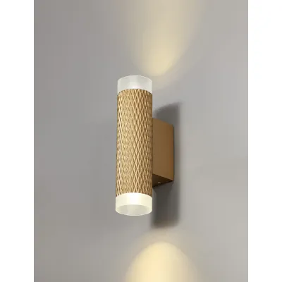 Lenham 2 Light Wall Lamp GU10, Champagne Gold Acrylic Rings