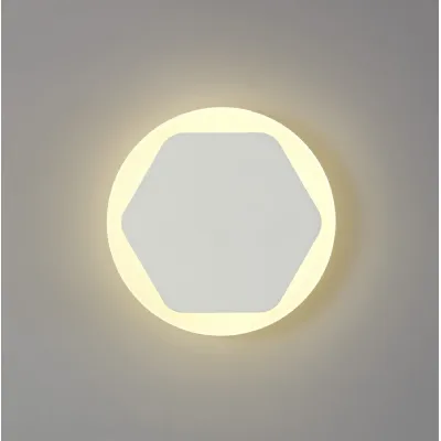 Edgware Magnetic Base Wall Lamp, 12W LED 3000K 498lm, 15 19cm Horizontal Hexagonal Centre, Sand White Round Acrylic Frosted Diffuser