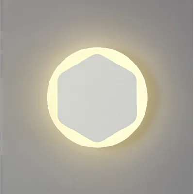 Edgware Magnetic Base Wall Lamp, 12W LED 3000K 498lm, 15 19cm Vertical Hexagonal Centre, Sand White Round Acrylic Frosted Diffuser