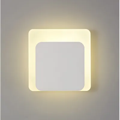 Edgware Magnetic Base Wall Lamp, 12W LED 3000K 498lm, 15 19cm Square Bottom Offset, Sand White Acrylic Frosted Diffuser