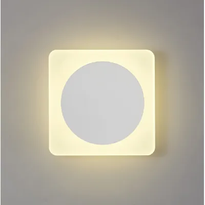 Edgware Magnetic Base Wall Lamp, 12W LED 3000K 498lm, 15cm Round 19cm Square Centre, Sand White Acrylic Frosted Diffuser