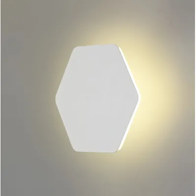 Edgware Magnetic Base Wall Lamp, 12W LED 3000K 498lm, 20 19cm Horizontal Hexagonal Centre, Sand White Acrylic Frosted Diffuser