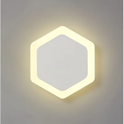 Edgware Magnetic Base Wall Lamp, 12W LED 3000K 498lm, 15 19cm Vertical Hexagonal Centre, Sand White Acrylic Frosted Diffuser