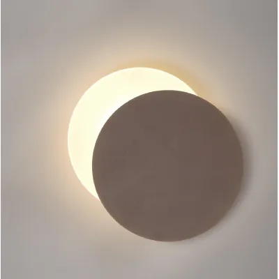 Edgware Magnetic Base Wall Lamp, 12W LED 3000K 498lm, 20 19cm Round Right Offset, Coffee Acrylic Frosted Diffuser