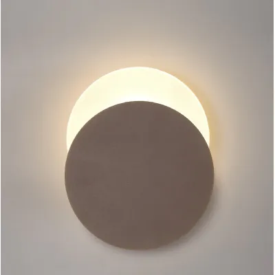 Edgware Magnetic Base Wall Lamp, 12W LED 3000K 498lm, 20 19cm Round Bottom Offset, Coffee Acrylic Frosted Diffuser