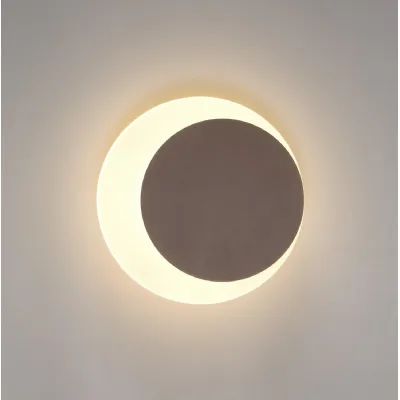 Edgware Magnetic Base Wall Lamp, 12W LED 3000K 498lm, 15 19cm Round Right Offset, Coffee Acrylic Frosted Diffuser