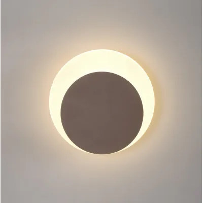 Edgware Magnetic Base Wall Lamp, 12W LED 3000K 498lm, 15 19cm Round Bottom Offset, Coffee Acrylic Frosted Diffuser
