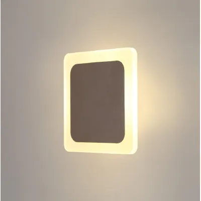Edgware Magnetic Base Wall Lamp, 12W LED 3000K 498lm, 15 19cm Square Centre, Coffee Acrylic Frosted Diffuser