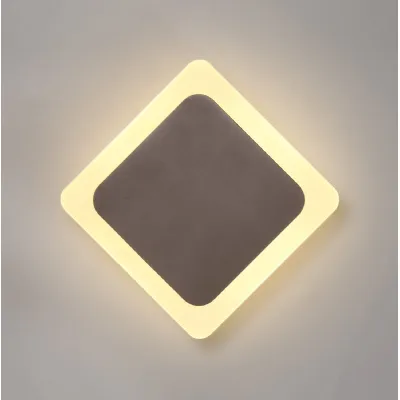 Edgware Magnetic Base Wall Lamp, 12W LED 3000K 498lm, 15 19cm Diamond Centre, Coffee Acrylic Frosted Diffuser