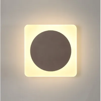 Edgware Magnetic Base Wall Lamp, 12W LED 3000K 498lm, 15cm Round 19cm Square Centre, Coffee Acrylic Frosted Diffuser