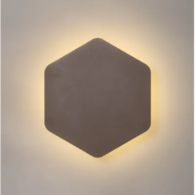 Edgware Magnetic Base Wall Lamp, 12W LED 3000K 498lm, 20 19cm Vertical Hexagonal Centre, Coffee Acrylic Frosted Diffuser