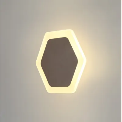 Edgware Magnetic Base Wall Lamp, 12W LED 3000K 498lm, 15 19cm Horizontal Hexagonal Centre, Coffee Acrylic Frosted Diffuser