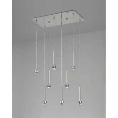 Abingdon Polished Chrome 8 Light G9 Universal 2m Rectangle Multiple Pendant, Suitable For A Vast Selection Of Glass Shades