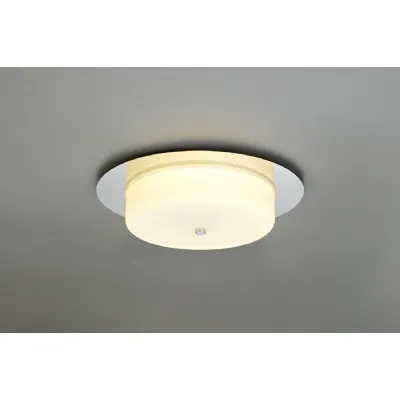 Basildon Ceiling, 18W LED, 3000K, 1080lm, IP44, Polished Chrome, 3yrs Warranty