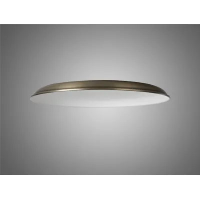 Knightsbridge Round Flat Metal 35cm Lampshade, Antique Brass