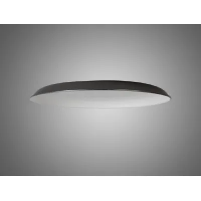Knightsbridge Round Flat Metal 35cm Lampshade, Black Chrome