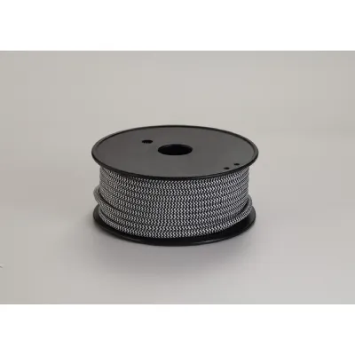 Knightsbridge 25m Roll Black And White Wave Stripes Braided 2 Core 0.75mm Cable VDE Approved