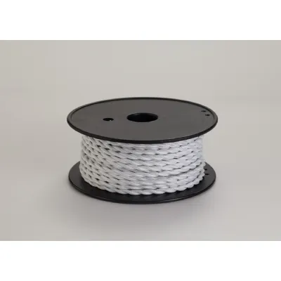 Knightsbridge 25m Roll White Braided Twisted 2 Core 0.75mm Cable VDE Approved